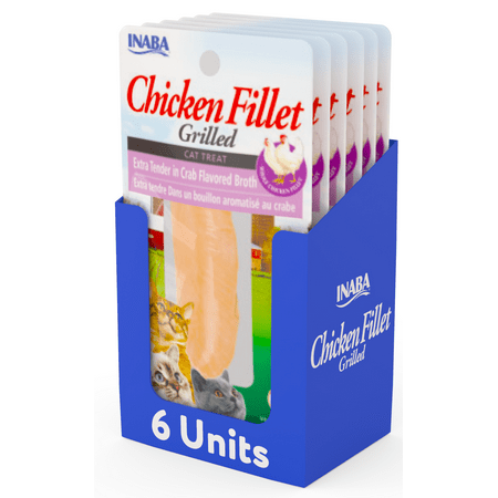 UPC: 0857276007345 | INABA Premium Hand-Cut Grilled Chicken Fillet Cat Treats w Vitamin E 0.9 oz 6-Pack X-Tender Crab