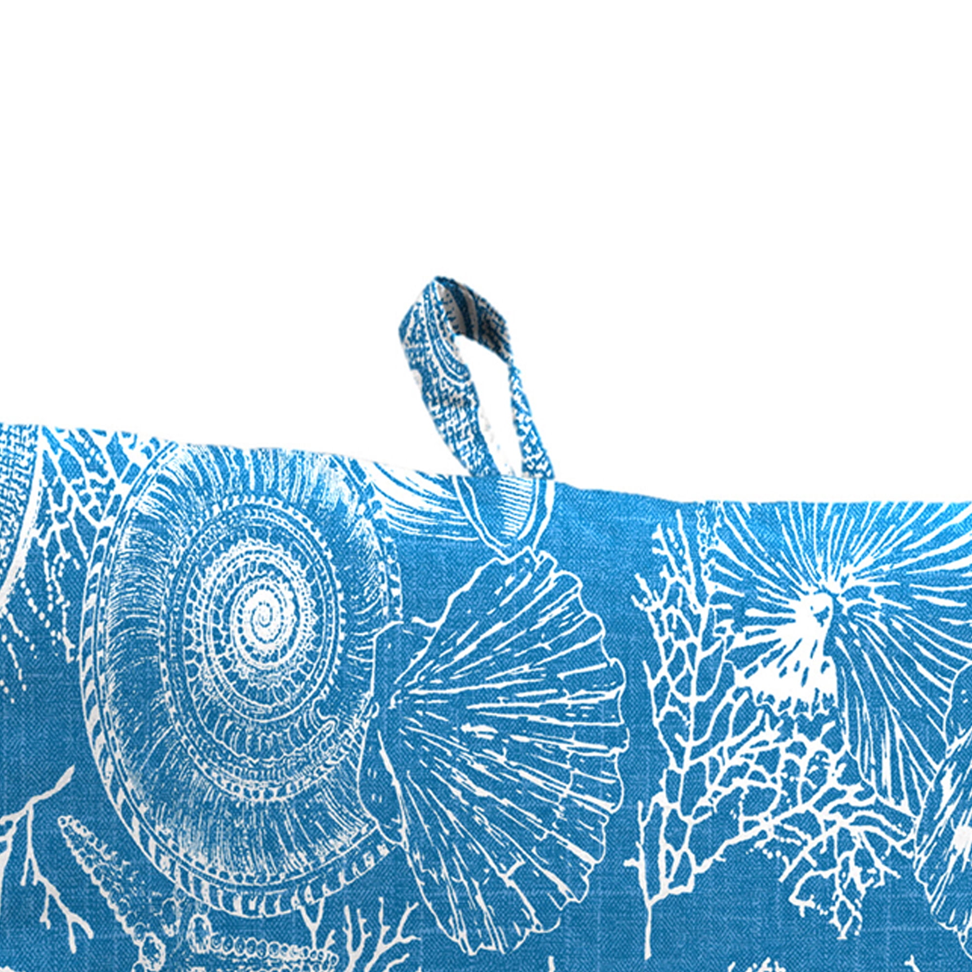 Jordan Manufacturing 44" x 21" Saltwater Sky Blue Nautical Rectangular Outdoor Chair Cushion with Ties and Hanger Loop (2 Pack)