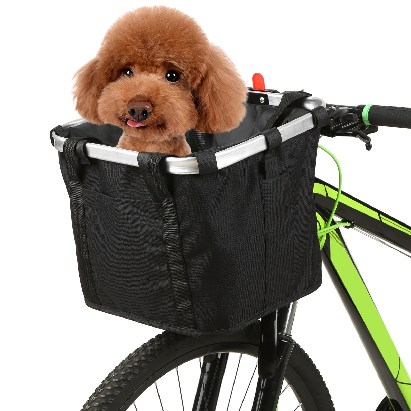 ANZOME Bike Basket Folding Small Pet Cat Dog Carrier Front Removable