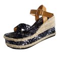 thumbnail image 2 of Sandalias inclinadas de fondo grueso para mujer Zapatos de plataforma con cuña de tacón alto estampado Wmkox8yii sa2116, 2 of 9