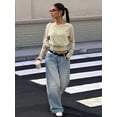 thumbnail image 6 of Women's Off Shoulder Top Cinched Waist Long Sleeve Crop T Shirts Tops Y2k Going Out Yellow S, 6 of 9