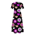 thumbnail image 4 of Fshaion Robe d'Été pour Femmes 2024 Grande Taille Manches Courtes Col Rond Jupe Mi-Longue avec Imprimé Superposé Double Poche Robe Liquidation Moins de 10!, 4 of 4