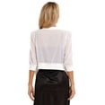 thumbnail image 3 of Zaldita Women's Puff Sleeves Chiffon Cardigans Summer Capes Bolero Shrug Casual Blouse Tops White 3XL, 3 of 6