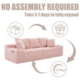 thumbnail image 3 of Oversized Boneless 4 Seats Sofa Couch with Cup Holder and Side Pockets, Upholstered Corduroy Sofa Couch Bed Cloud Couch with 3 Pillows and 2 Lumbar Pillows for Living Room, Apartmen, Pink, 3 of 9