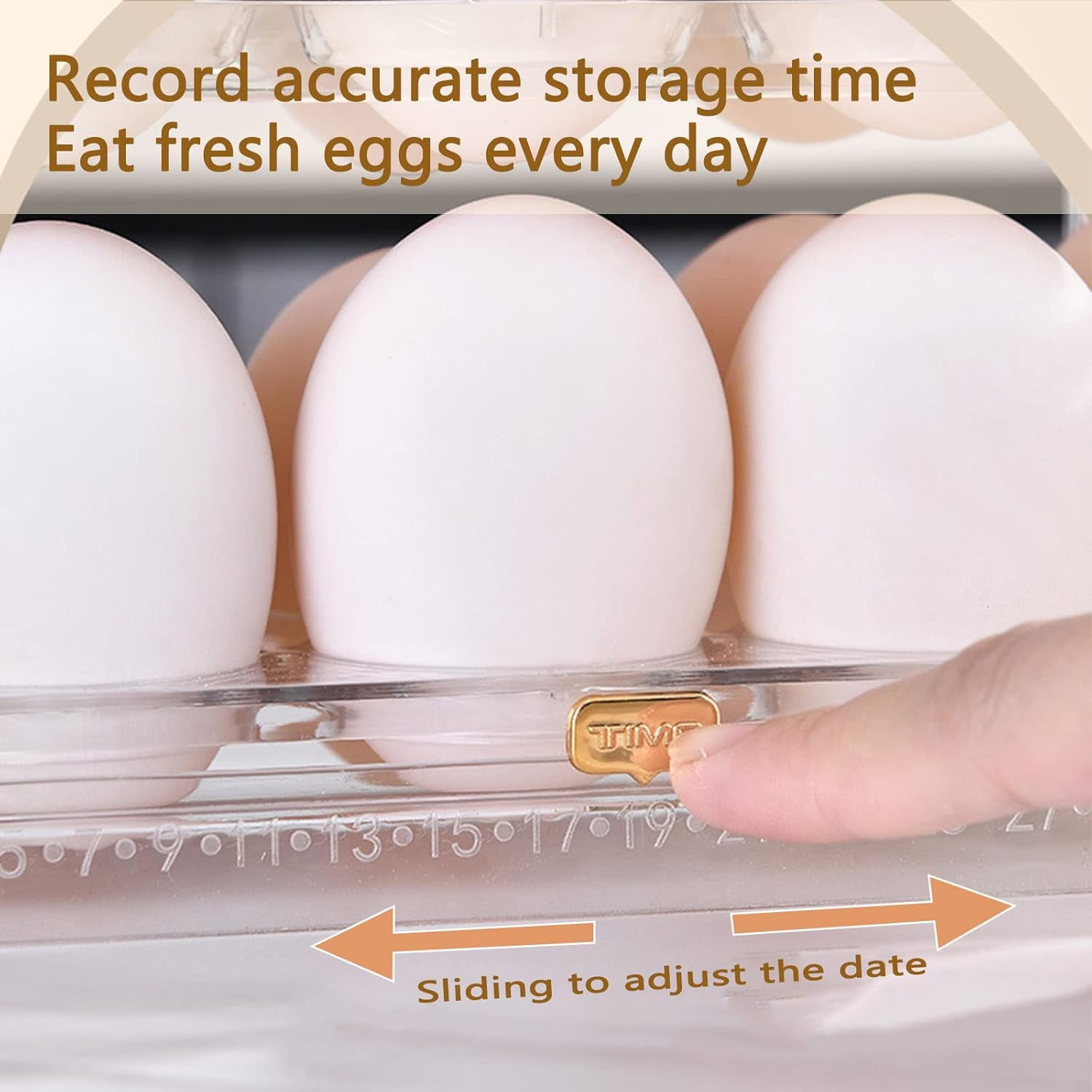 ABPETE Flippable Egg Holder For Refrigerator, Clear Acrylic Egg Storage Container For Refrigerator Side Door, Large Capacity Organizer-30 Count Capacity