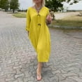 thumbnail image 1 of Ovzne Robes pour Femmes 2025 Robe Mode Femmes Décontractée Unie à Manches Longues à Boutons avec Poche Robe à Col en V Robe pour Femmes à Manches Longues Liquidation, 1 of 6