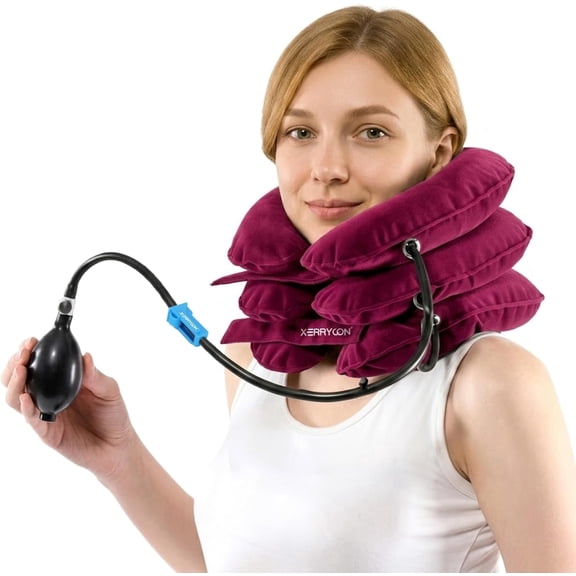 Xerrycon Inflatable Neck Support Pillow Adjustable Air Cushion for Home Office Travel