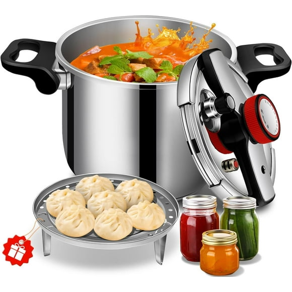 pressure cooker stainless steel 10.57 quart, olla de presion, stainless steel Pressure Cooker 10+ quart, Compatible with Induction and Gas Stovetops, ollas de presión para cocinar panela de pressao