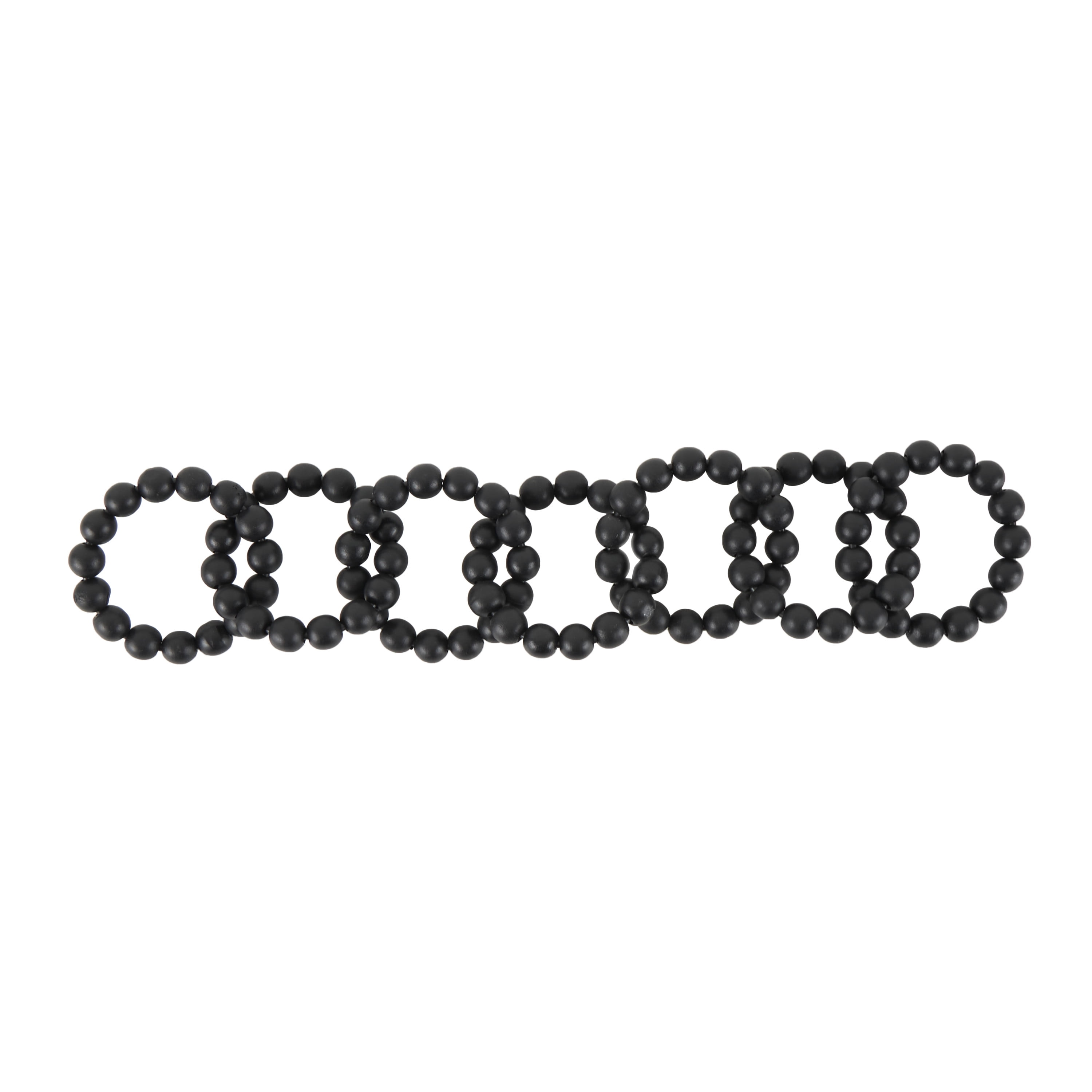 20" x 2" Black Wood Beaded 8 Link Chain Sculpture, by DecMode