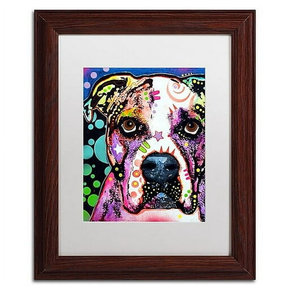 Trademark Fine Art " Bulldog II" Canvas Art by Dean Russo, White Matte, Wood Frame