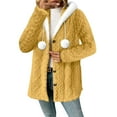 thumbnail image 6 of qolati Fleece Jacket for Women Winter Warm Button Down Long Sleeve Hooded Coat with Pompoms Casual Soft Lightweight Fall Teddy Outerwear Fuzzy Coats, 6 of 9