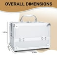 thumbnail image 2 of Aluminum Makeup Train Case for Lady, Portable Cosmetic Box Jewelry Organizer with Mirror, Makeup Storage Box with 2-Tier Trays, Silver, 2 of 9