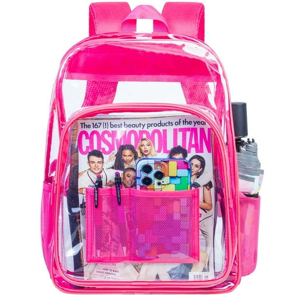 Mochila Transparente AGSDON de PVC Resistente, Rosa