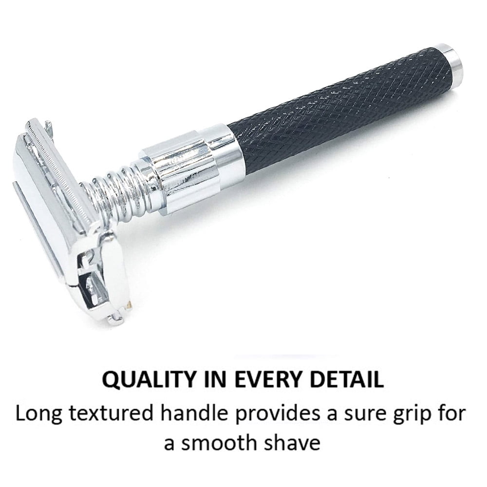 Parker Safety Razor 92R Ultra Heavyweight Butterfly Open Double Edge Safety Razor & 5 Parker Premium DE Blades