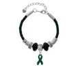 thumbnail image 2 of Delight Jewelry Silvertone Green Ribbon Daughter Celtic Knot Leather Bead Bracelet, 7"+2" Extender, 2 of 4