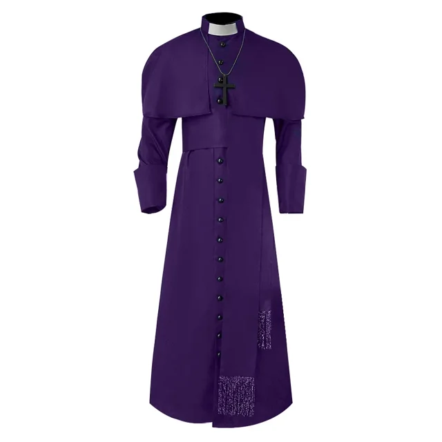 Men Cassock Priest Robe Roman Catholic Church Soutane Costume For Bishop Pope Pastor Father