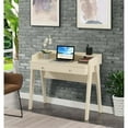 thumbnail image 2 of Pemberly Row Deluxe Two-Drawer Desk with Shelf in Ivory Wood Finish, 2 of 7