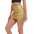 thumbnail image 4 of HDE Women's Shiny Metallic Drawstring Bodycon Mini Skirt Gold - S, 4 of 6