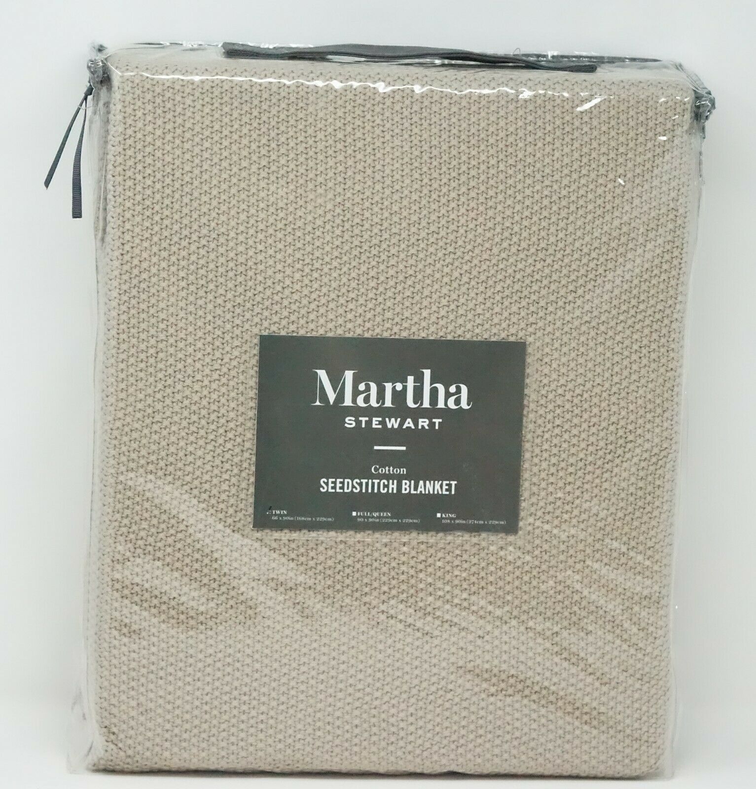 Martha Stewart Collection SeedStitch 100 Cotton Blanket TWIN Beige