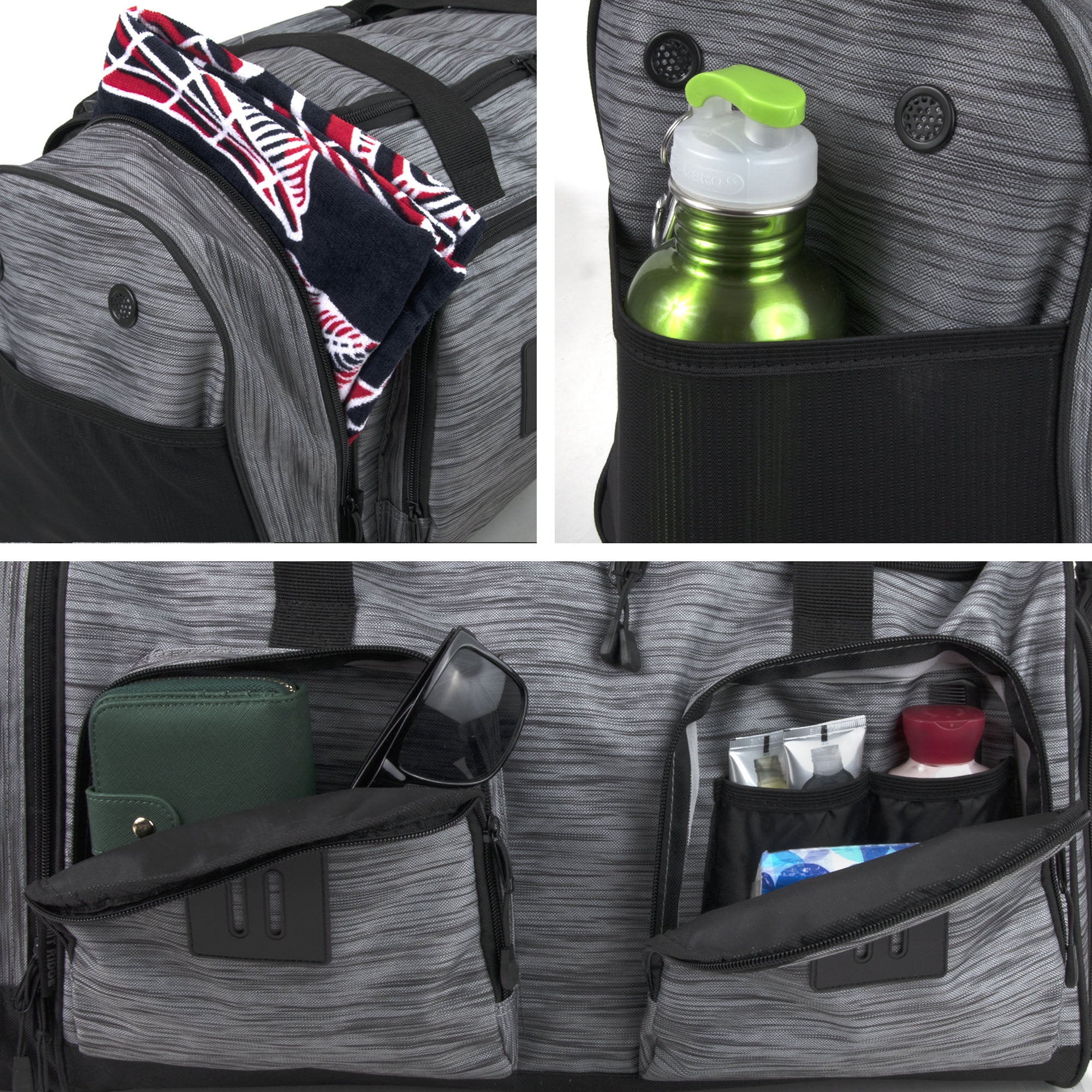 Summit Ridge 22"L Duffel Bag 38 Liter Capacity for Gym Clothes, Sports Equipment, Towels, Sneakers, Travel, Commute in Gray