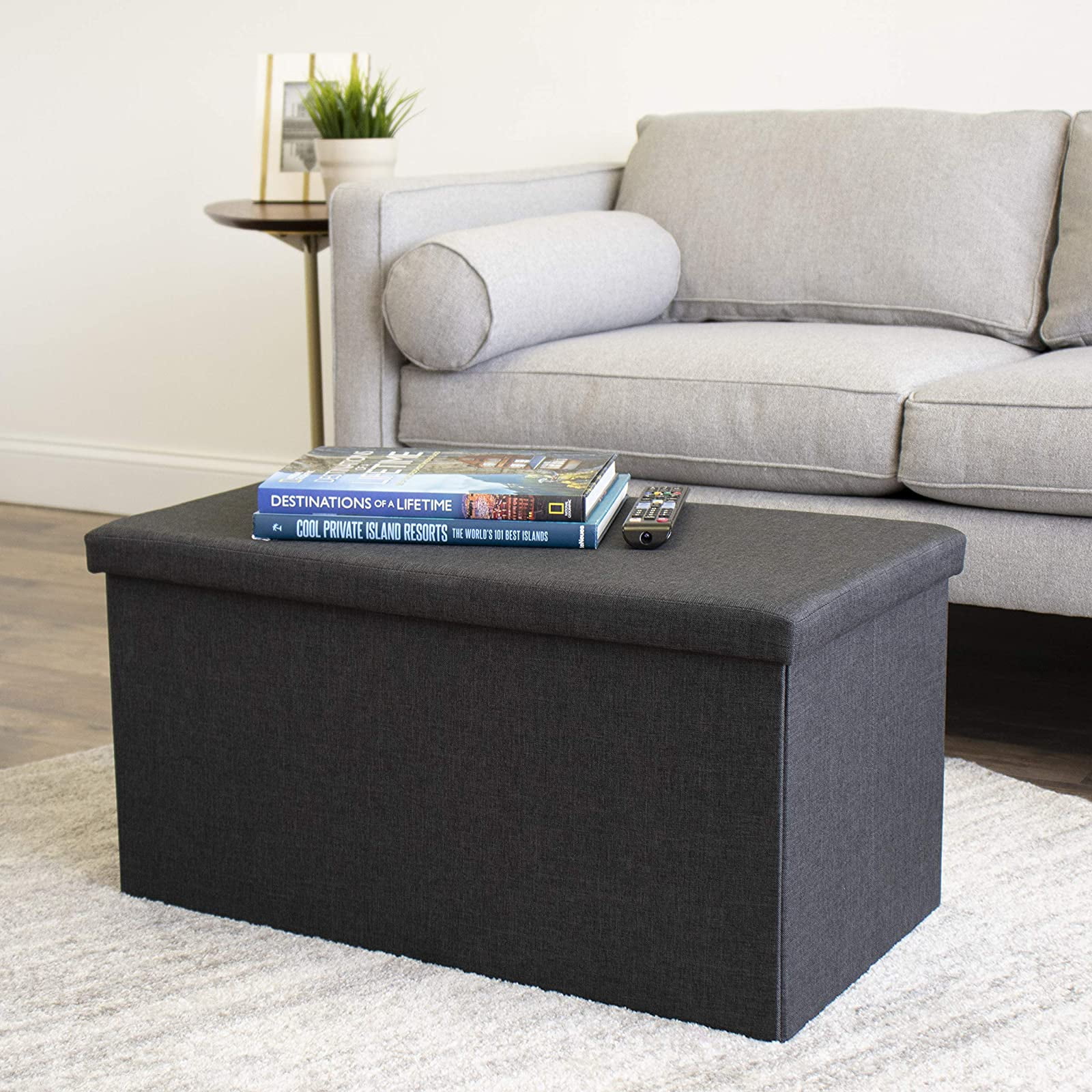 Humble Crew Coffee Table Ottoman with Storage, Grey ...