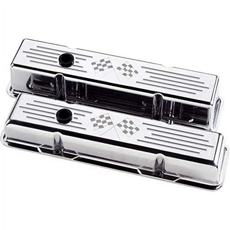 Billet Specialties SBC Short Checkered Flag Valve Cover Billet Specialties SBC Short Checkered Flag Valve Cover
