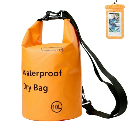 Premium Waterproof Bag 10L20L with Free Waterproof Cell Phone Case - Protect your Items Safe, Dry, Clean from Kayaking, Rafting, Boating, Camping, Beach,