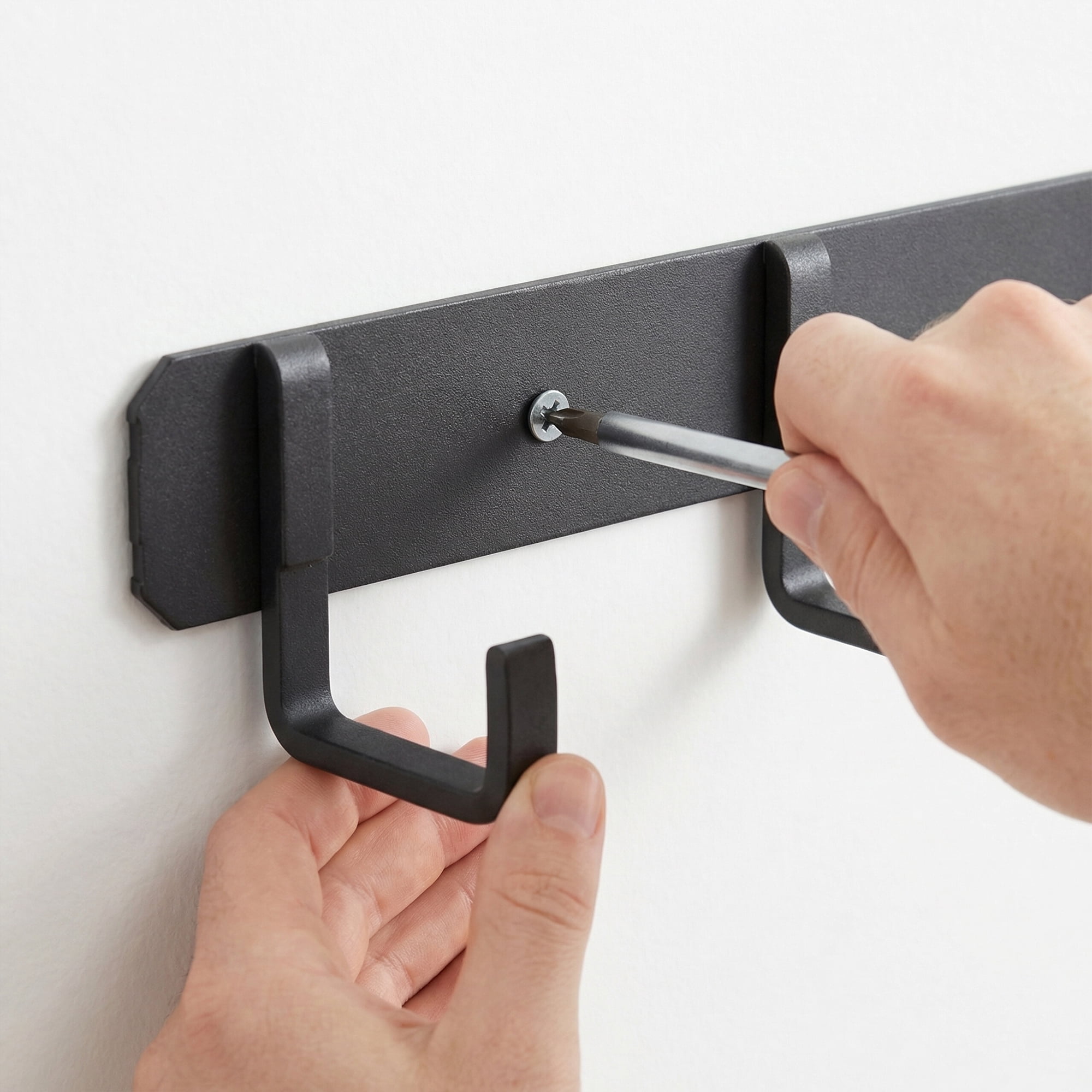 Unique Bargains Coat Rack Wall Mount Metal Wood 5 Hooks for Entryway Bathroom Gray