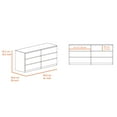 thumbnail image 5 of Milburn 3 Piece Bedroom Set, Asteria 6 Drawer Double Dresser + 2 Kaia Nightstands, White / Pine, 5 of 6