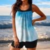 thumbnail image 1 of RKSTN Womens Bathing Suits Summer Tankini Swimsuits Printed Color Block Crew Neck Swim Tank with High Waisted Solid Color Swim Shorts Matching Two Piece Set Swimwear for Beach Vacations, 1 of 5