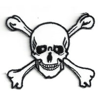 Large - Skull and Crossbones - Iron on Applique/Embroidered Patch