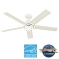 thumbnail image 2 of Hunter - Erling Indoor Ceiling Fan With Light, Remote, 52-inch, Fresh White, Modern-style, 6-speed WhisperWind Motor, Energy Star, 52851, for Living Rooms, Bedrooms, 2 of 18