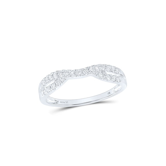 14kt White Gold Womens Round Diamond Ring Contour Enhancer Wedding Band 1/4 Cttw