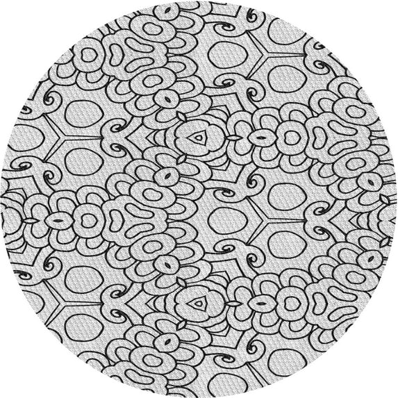 Ahgly Company Indoor Round Patterned Platinum Gray Area Rugs, 3' Round