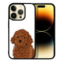 FINCIBO Soft Rubber Protector Cover Case for Apple iPhone 14 Pro Max 6.7" 2022, Brown Toy Poodle Dog