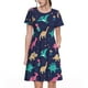 thumbnail image 1 of Disketp Cartoon Dinosaur para Vestido de Manga Corta para Mujeres, Vestidos de Verano para Mujeres, Casual y Holgado para la Playa, 1 of 6