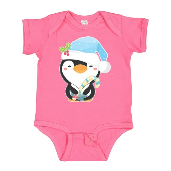 Inktastic Cute Christmas Penguin in Blue Hat Boys or Girls Baby Bodysuit