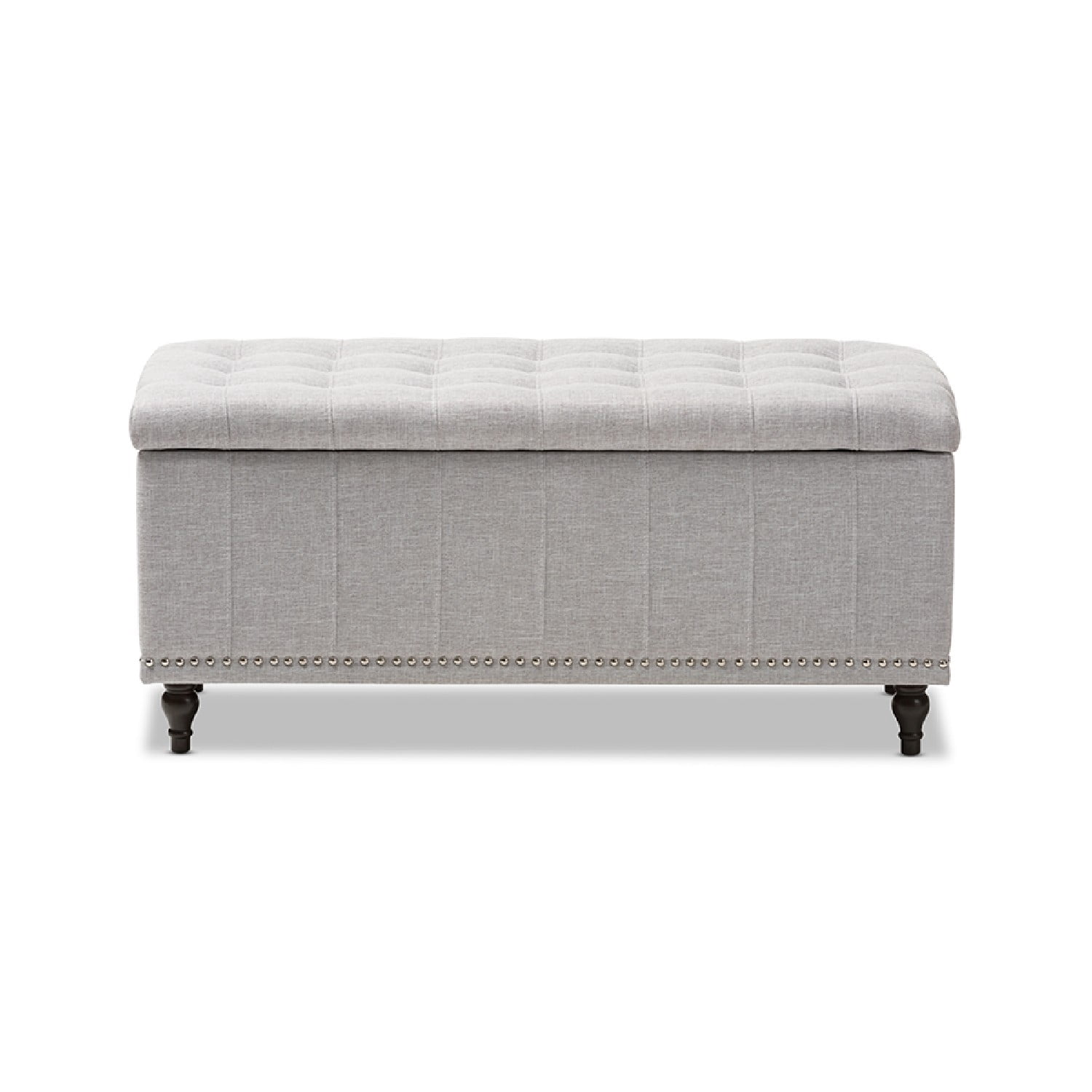 Baxton Studio Kaylee Modern Classic Grayish Beige Fabric Upholstered Button-Tufting Storage Ottoman Bench