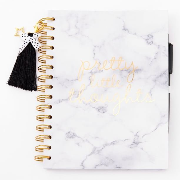 Claire's Pretty Little Thoughts Marble Notebook - White - Walmart.com