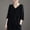 Black, variant on CaComMARK PI 3/4 Sleeve Deep V Neck Button Down Shirts for Women Summer Plus Size Flowy Solid Dressy Casual Blouses White