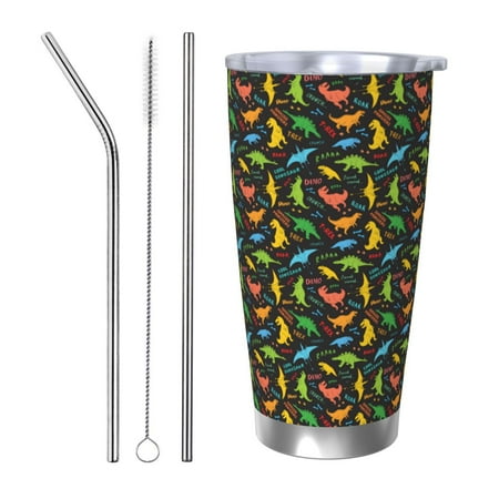 

Goofa Cartoon Dino for 20 oz Skinny Tumbler Stainless Steel Coffee Mug Slim Vacuum Insulated Travel Cup Car Cup-Straw Three-piece Set