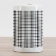 thumbnail image 2 of Plaid Ceramic Toothbrush Holder, Black and White Tartan Pattern Graphic Grid Art Design with Traditional Influences, Decorative Versatile Countertop for Bathroom, 4.5" X 2.7", Black White, 2 of 4