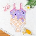 thumbnail image 2 of Glisme Summer Girls One-Piece Swimsuit Cute Floral Print Swimwear For Toddler Little Kid Teen Beach Pool Relaxed Fit Bathing Suits Size 4-5 Years Light Purple, 2 of 6