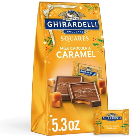 GHIRARDELLI Holiday Milk Chocolate Caramel Squares, 5.3 OZ Bag