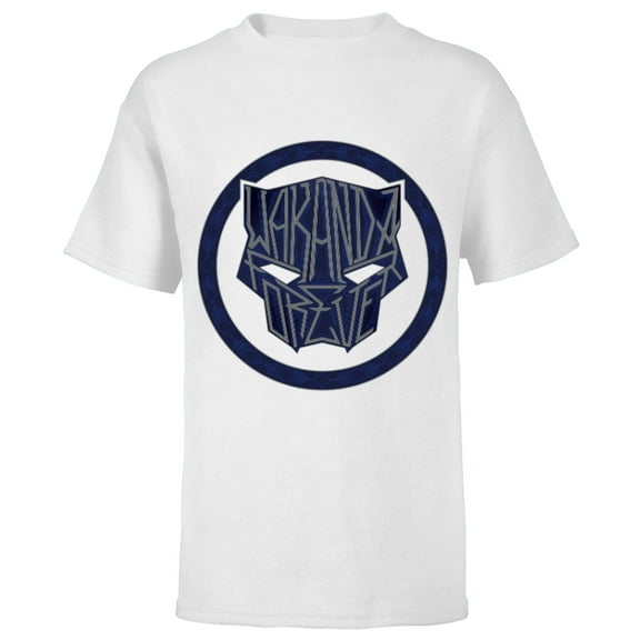 Marvel Black Panther: Wakanda Forever Panther Mask Icon - Short Sleeve T-Shirt for Kids - Customized-White