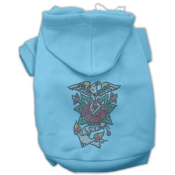 Pet, Dog Cat Hoodie Nailhead Rhinestone, "Eagle Rose"