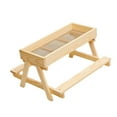 thumbnail image 1 of de alimentador de mesa de pollo de madera para bricolaje, parte inferior de malla ventilada para mantener los alimentos frescos y secos, 1 of 9