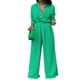 thumbnail image 1 of VISgogo Conjunto de pantalones para mujer, camisa de manga larga con botones y cintura elástica, pantalones de pierna ancha, atuendo de otoño VISgogo  moda, 1 of 9