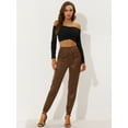 thumbnail image 3 of DARING DIVA Women's Drawstring Elastic High Waist Satin Cargo Pants XS Coffee, 3 of 6