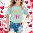 thumbnail image 2 of Gunia Toddler Boys Girls Valentines Shirt Short Sleeve Love Heart Graphic Crew Neck Casual Breathable Soft Valentine'S Day T-Shirt Kids Tee Tops 1-13 Years Light Green, 2 of 4